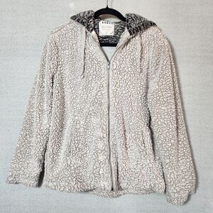 Altar'd State Size Small Cozy Cream Sherpa Jacket With Hood